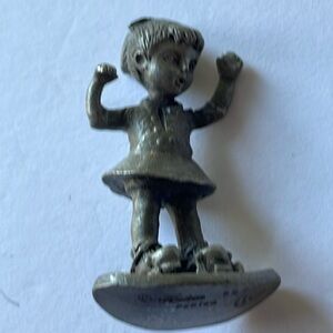 Vintage Hudson Pewter Girl on Roller Skates Figurine #657 H. Wilson Made in USA